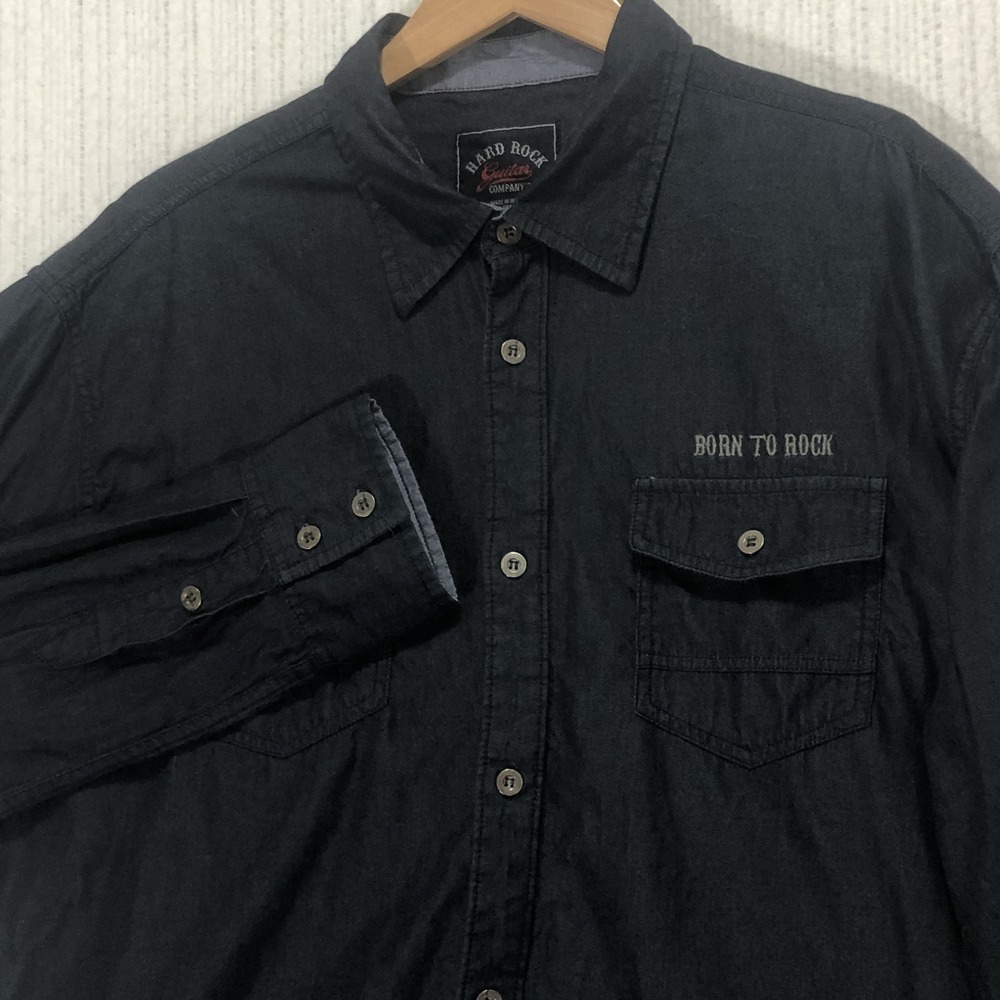 Hard Rock‎ Guitar Company XL Button Down Shirt Born To Rock Black